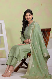 Mint Aura Silk Blend Kurta Set