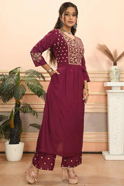 Wine Grace Anarkali Set