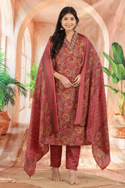 Maroon Gulzar Printed Kurta Set