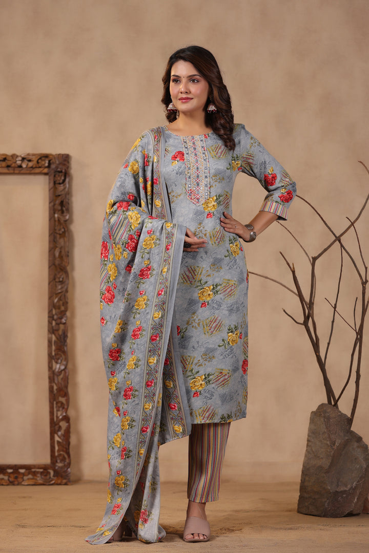 Pashmina Warm Woolen Suit Set with Dupatta