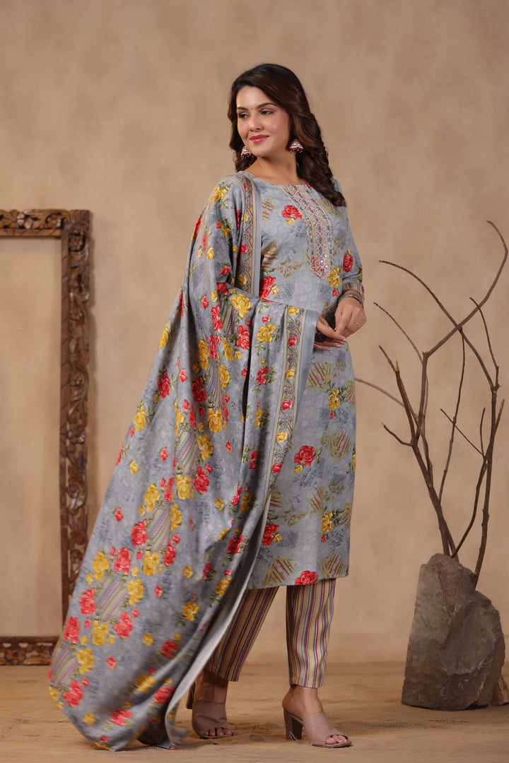 Pashmina Warm Woolen Suit Set with Dupatta