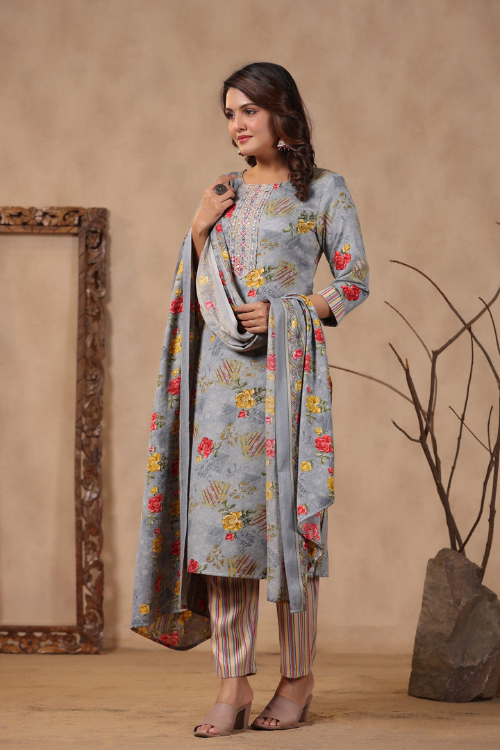Pashmina Warm Woolen Suit Set with Dupatta