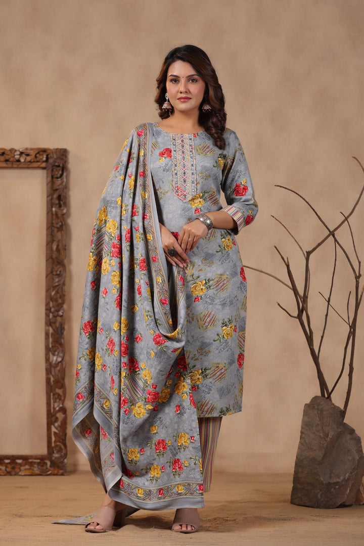 Pashmina Warm Woolen Suit Set with Dupatta