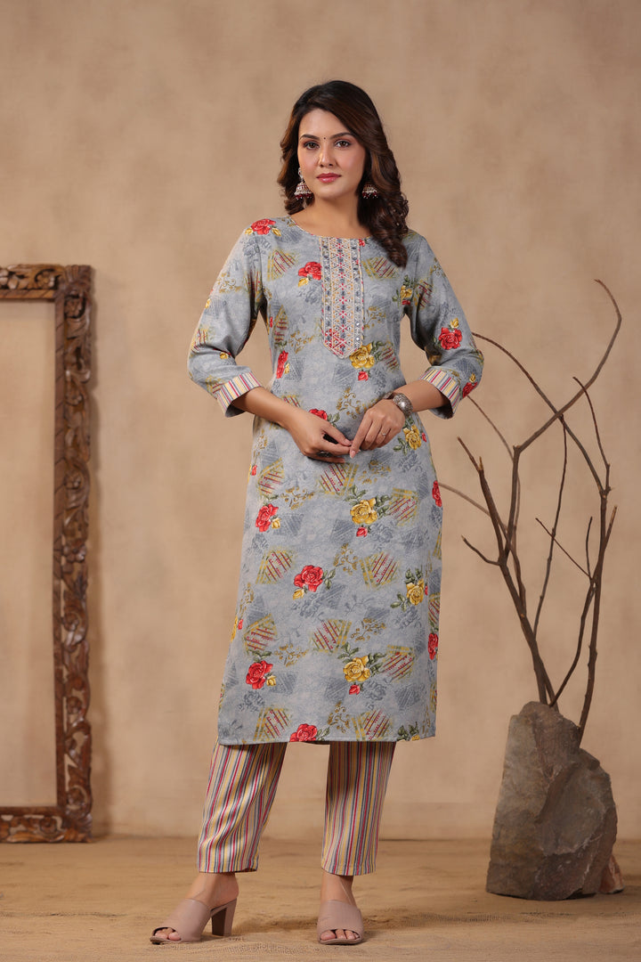 Pashmina Warm Woolen Suit Set with Dupatta