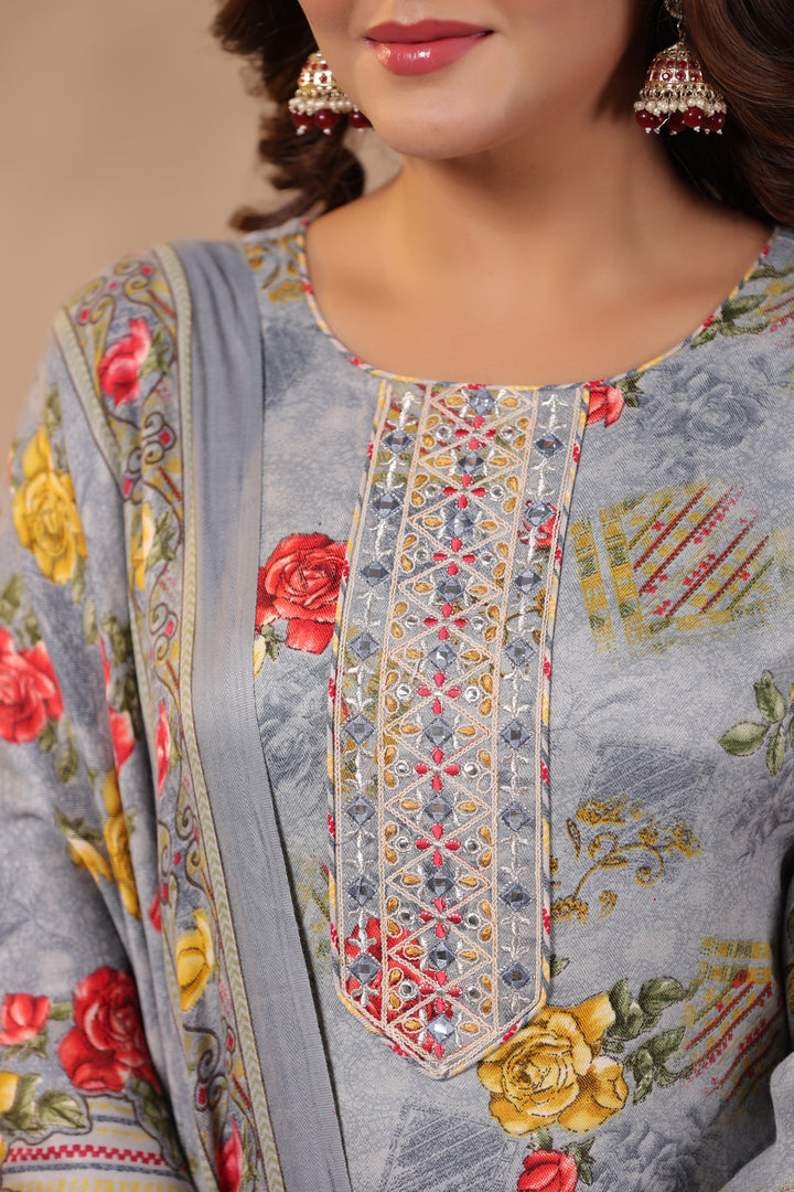 Pashmina Warm Woolen Suit Set with Dupatta