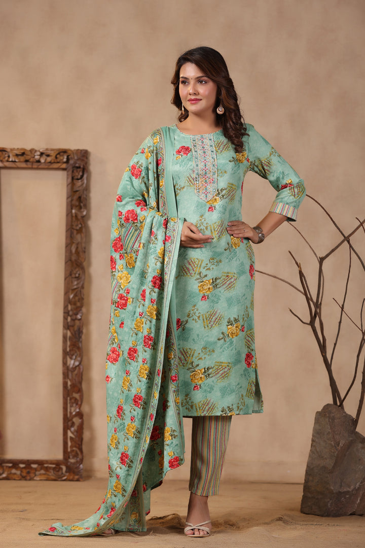 Pashmina Warm Woolen Suit Set with Dupatta