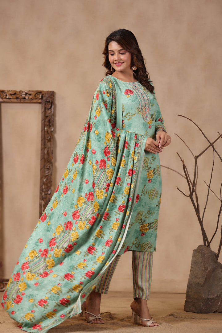 Pashmina Warm Woolen Suit Set with Dupatta