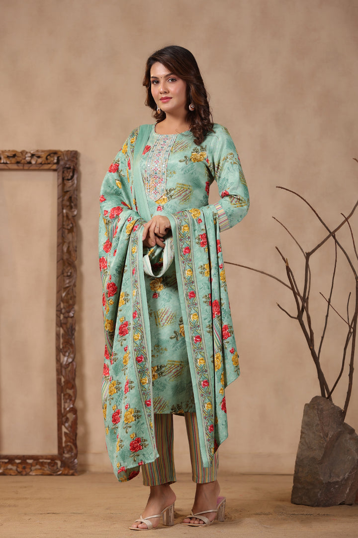 Pashmina Warm Woolen Suit Set with Dupatta