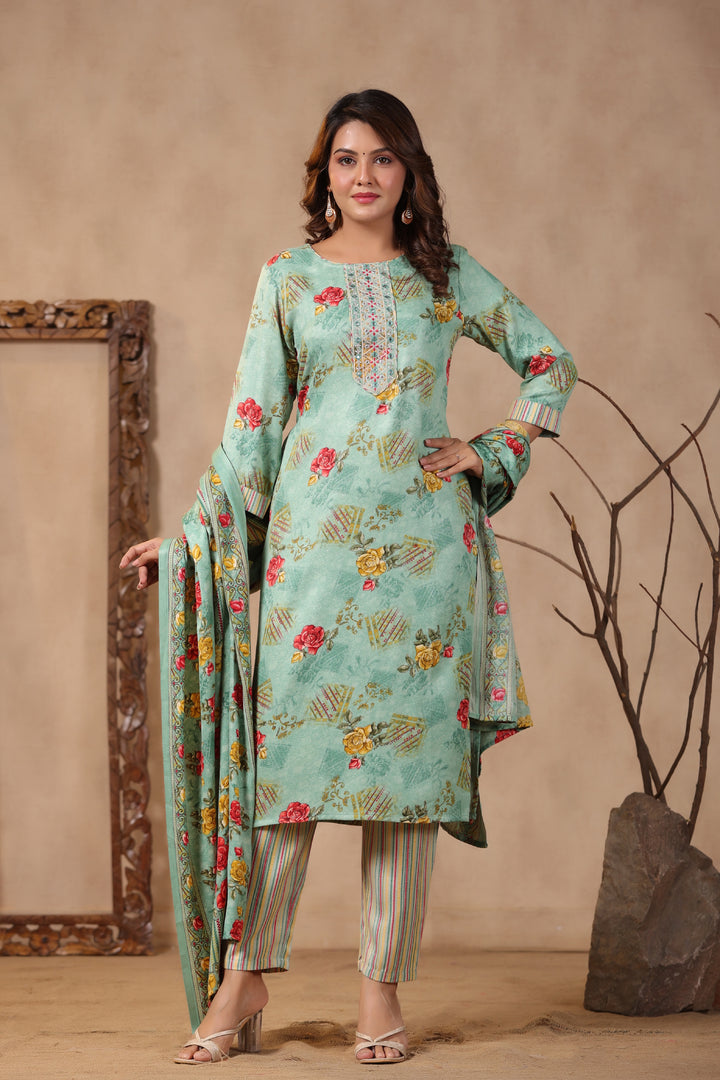 Pashmina Warm Woolen Suit Set with Dupatta