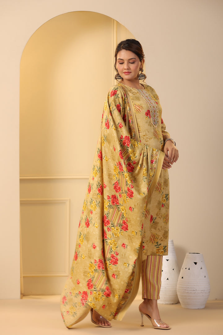 Pashmina Warm Woolen Suit Set with Dupatta