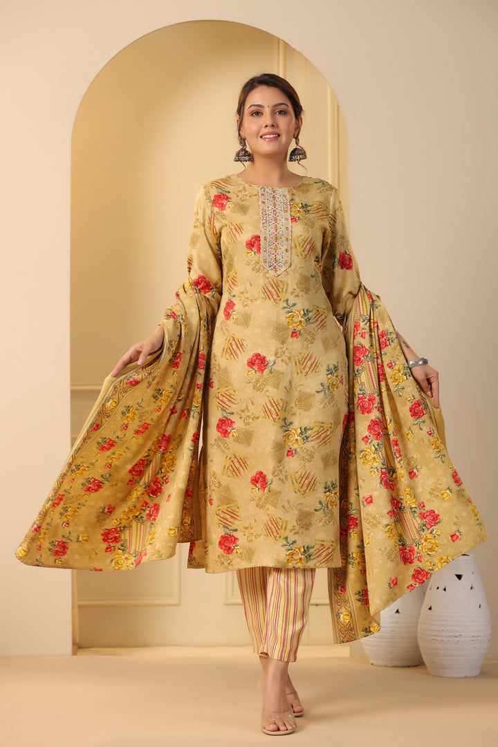 Pashmina Warm Woolen Suit Set with Dupatta