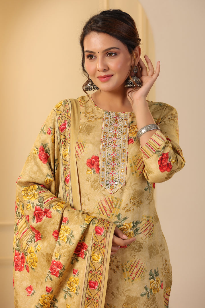 Pashmina Warm Woolen Suit Set with Dupatta