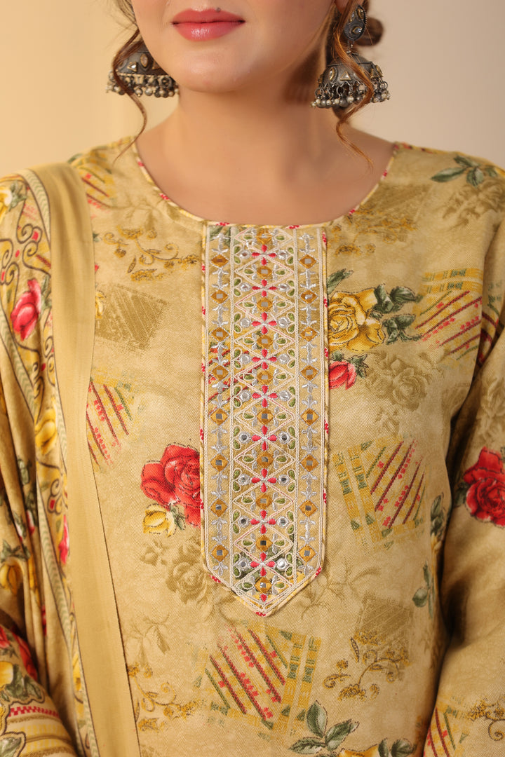 Pashmina Warm Woolen Suit Set with Dupatta