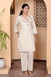 Fashionable Ethnic Stylish Floral Thread Work Co-Ord Set