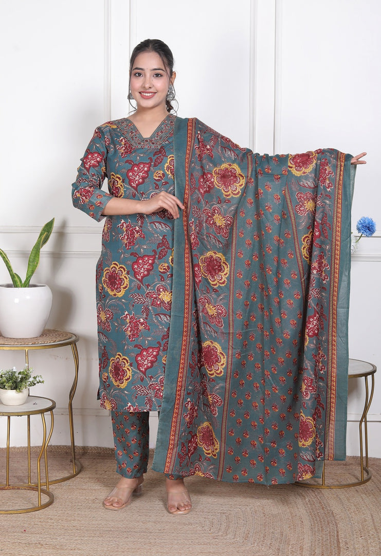 Forest Bloom Cotton Suit Set