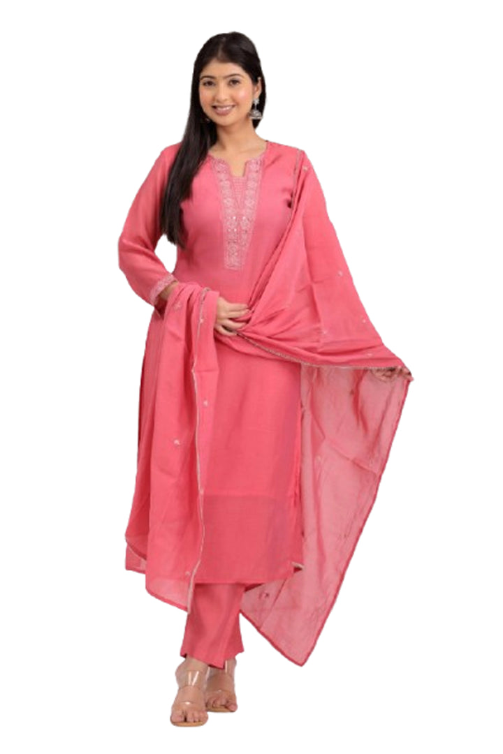 Coral Grace Embroidered Kurta Set