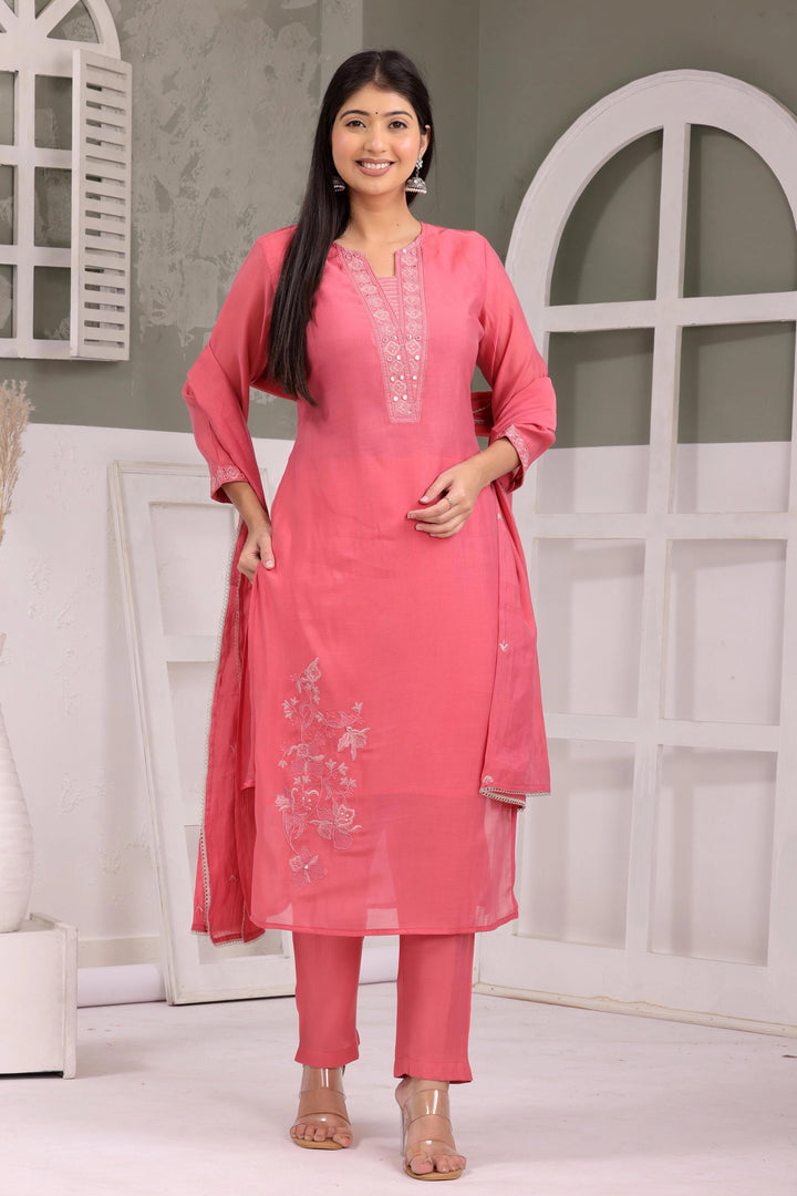 Coral Grace Embroidered Kurta Set