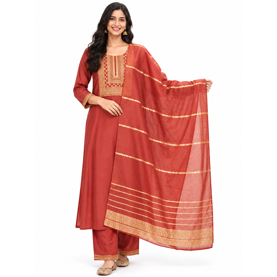 Ruby Zari Elegance Set