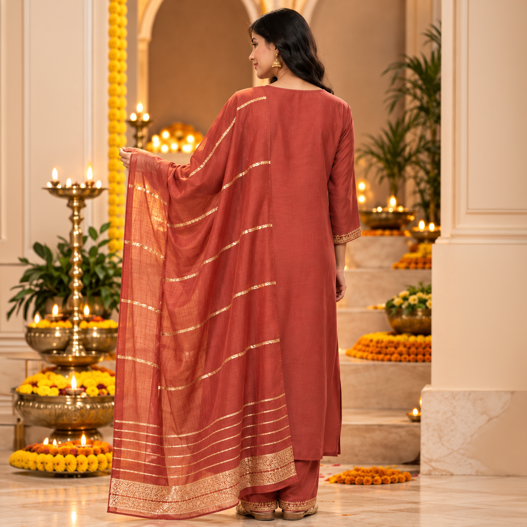 Ruby Zari Elegance Set