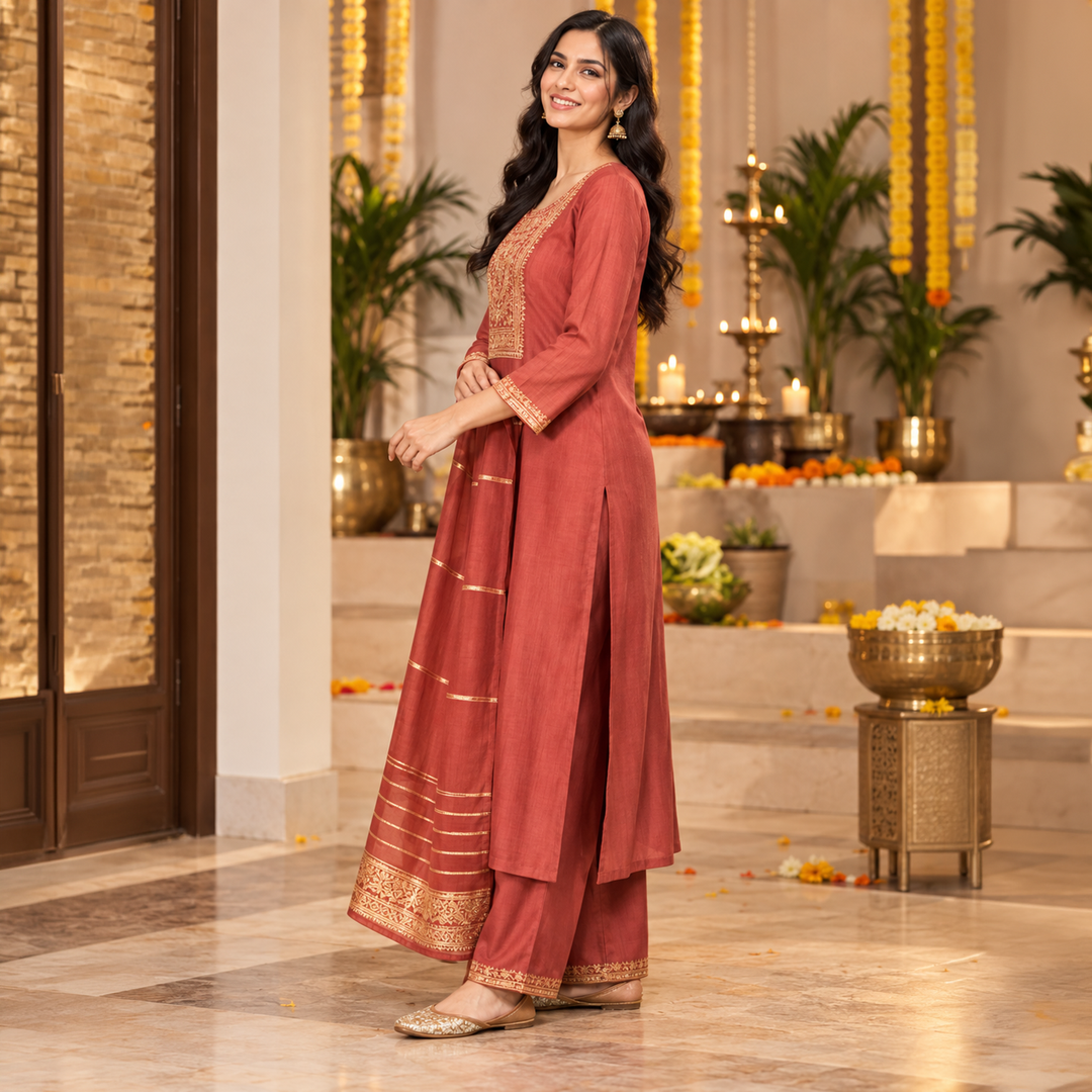 Ruby Zari Elegance Set