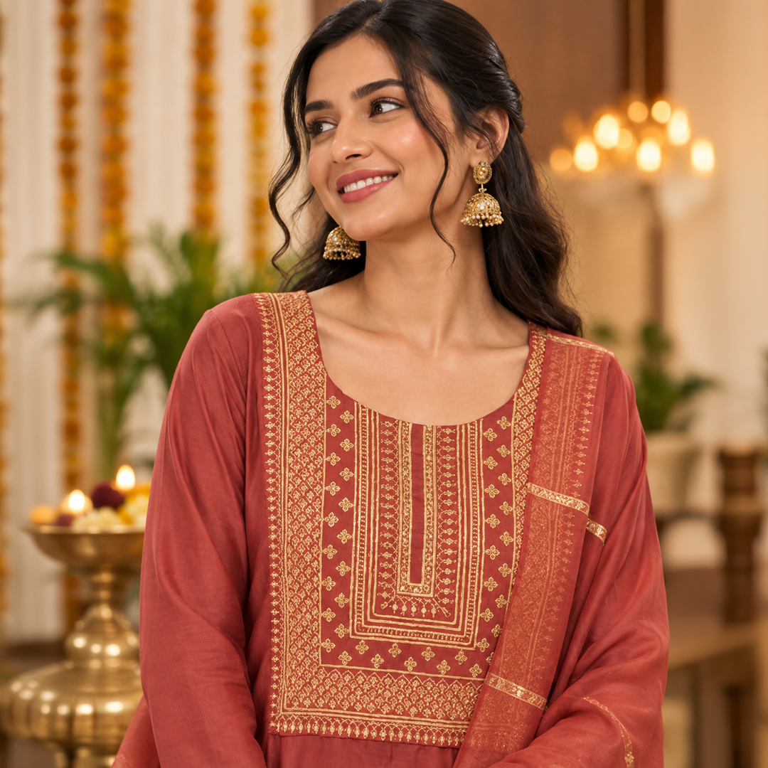 Ruby Zari Elegance Set