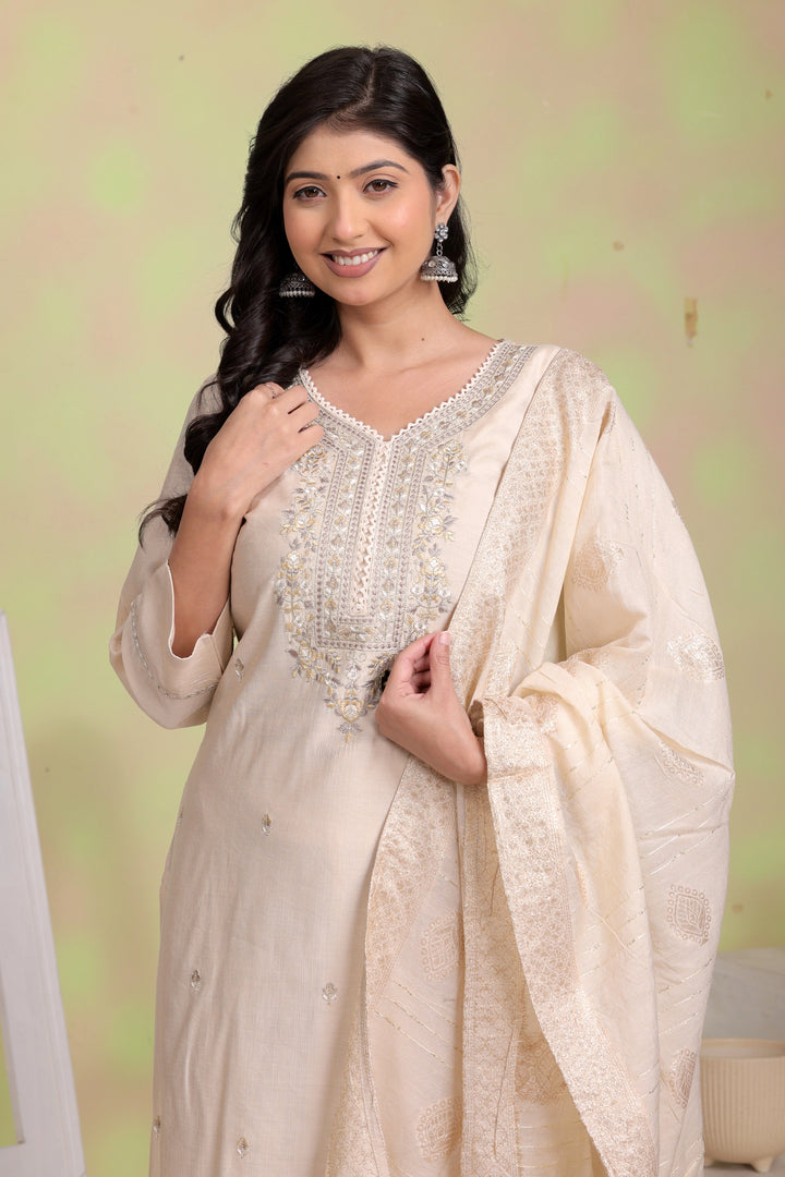 Ivory Glow Embroidered Kurta Set