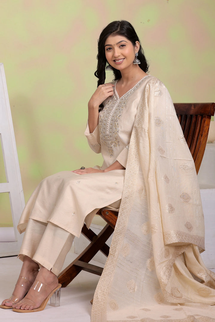 Ivory Glow Embroidered Kurta Set