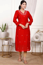Ethnic Motifs Embroidered Straight Kurti