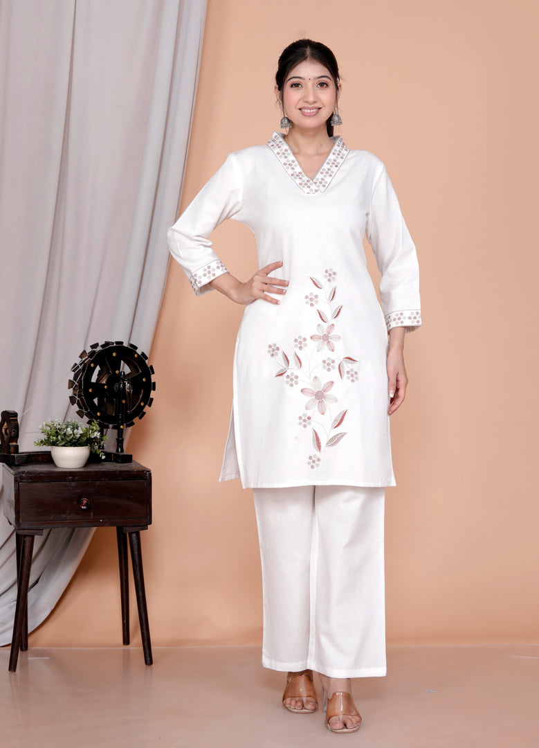 Embroidered Tunic With Trousers Co-Ords