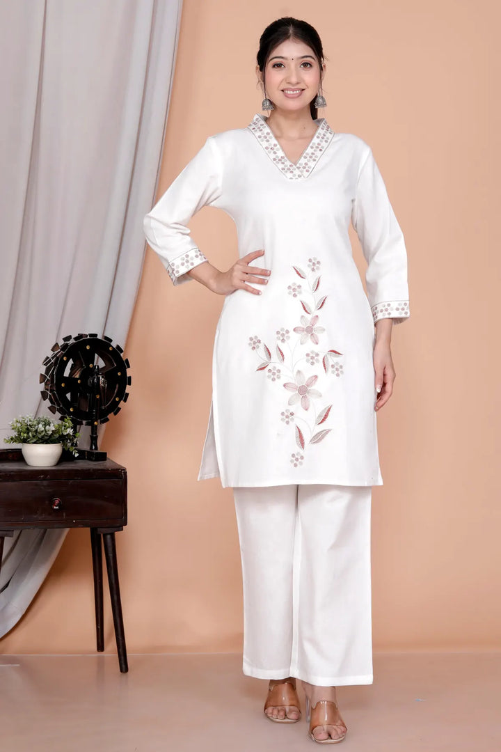 Embroidered Tunic With Trousers Co-Ords
