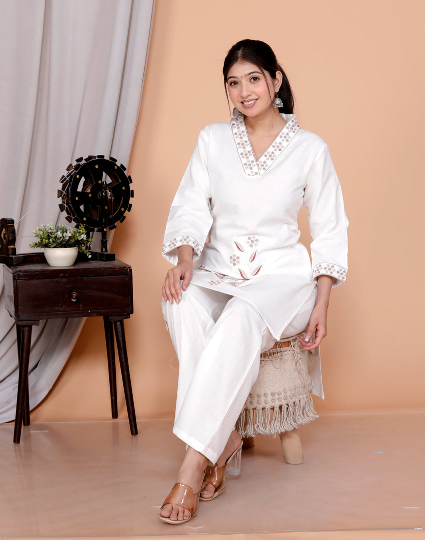 Embroidered Tunic With Trousers Co-Ords