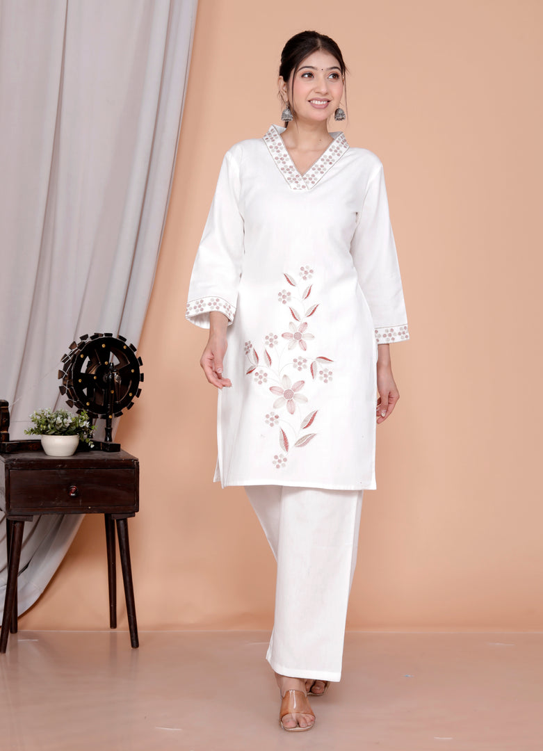 Embroidered Tunic With Trousers Co-Ords