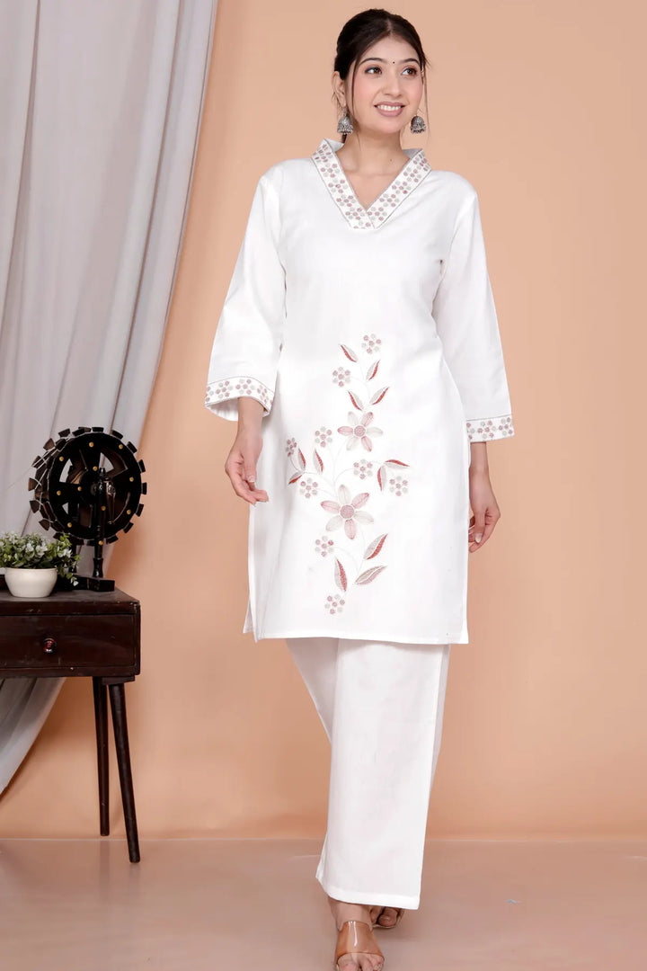 Embroidered Tunic With Trousers Co-Ords