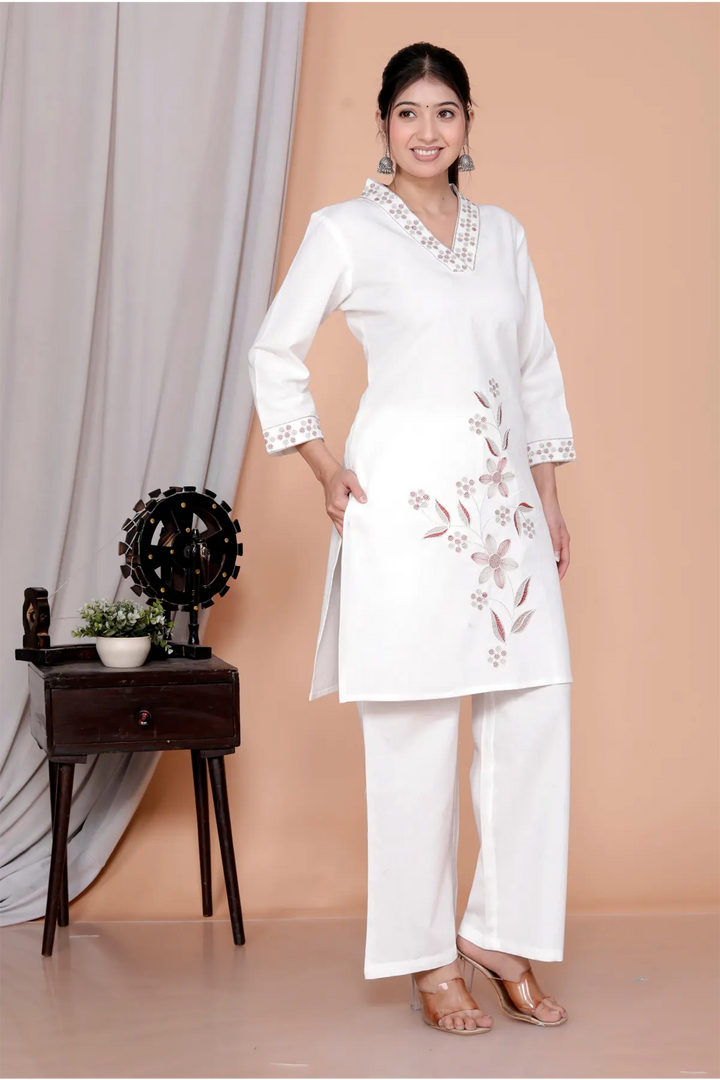 Embroidered Tunic With Trousers Co-Ords