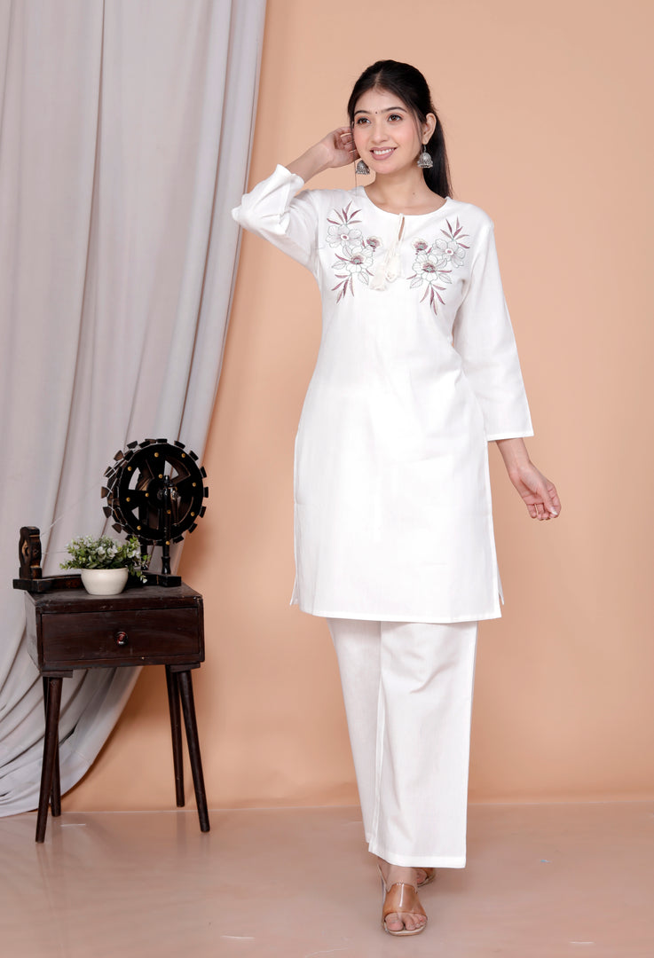 Feminine Designer Embroidered Co-Ord Set