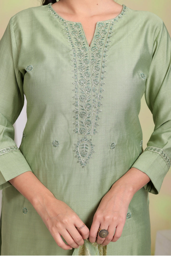 Mint Aura Silk Blend Kurta Set