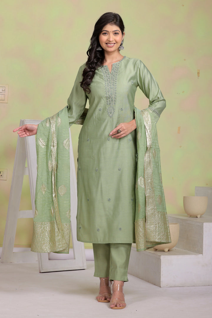 Mint Aura Silk Blend Kurta Set