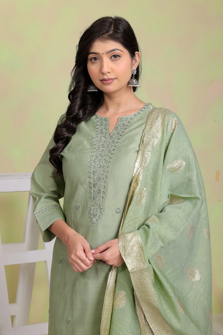 Mint Aura Silk Blend Kurta Set