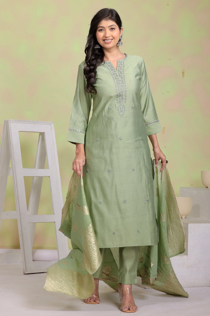 Mint Aura Silk Blend Kurta Set