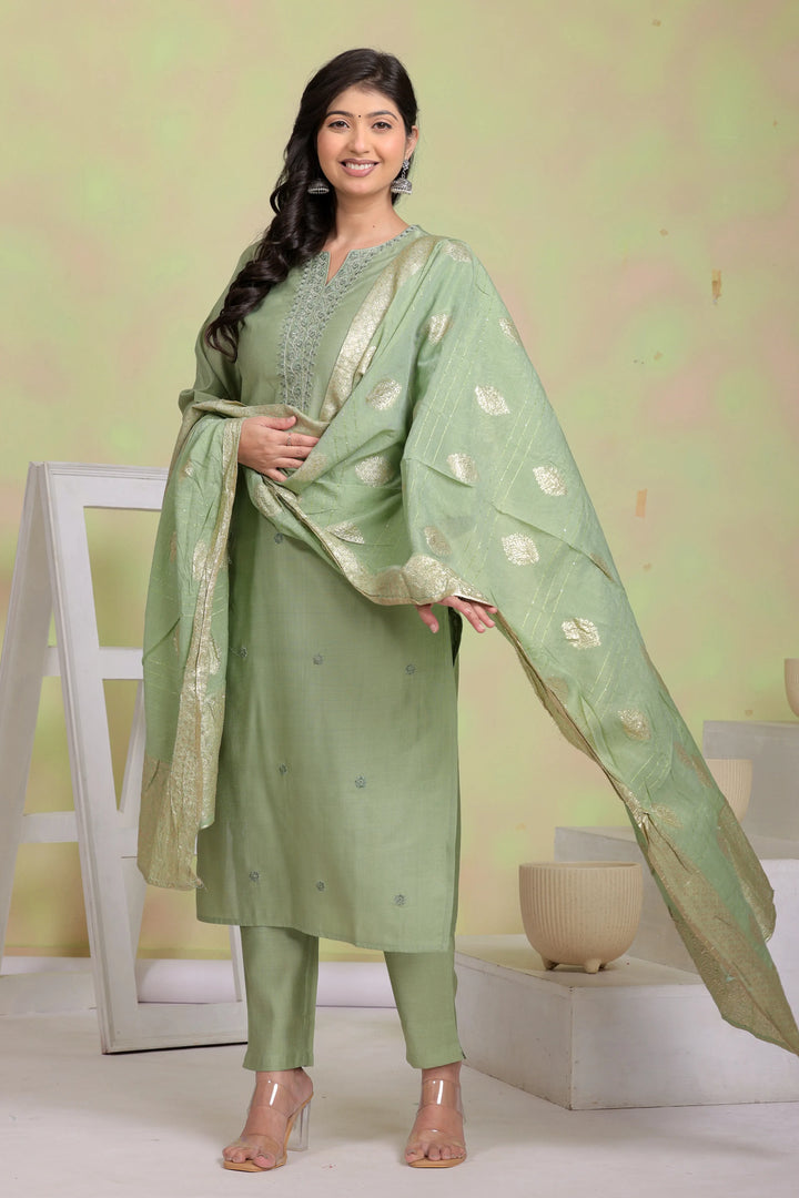Mint Aura Silk Blend Kurta Set