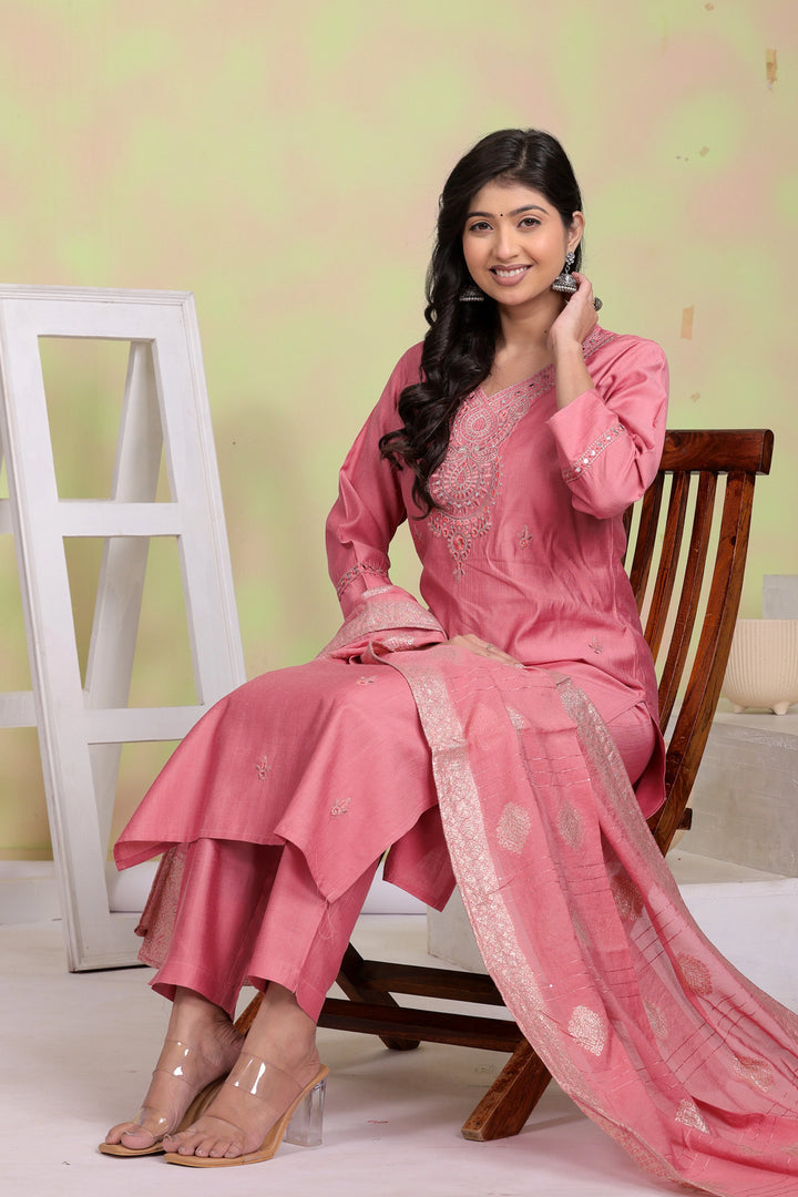 Blush Noor Embroidered Kurta Set