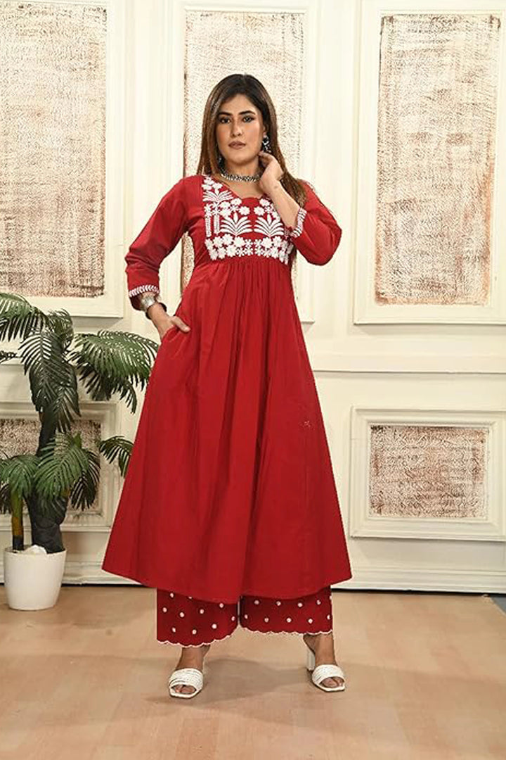 Crimson Bloom Anarkali Set
