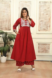 Crimson Bloom Anarkali Set