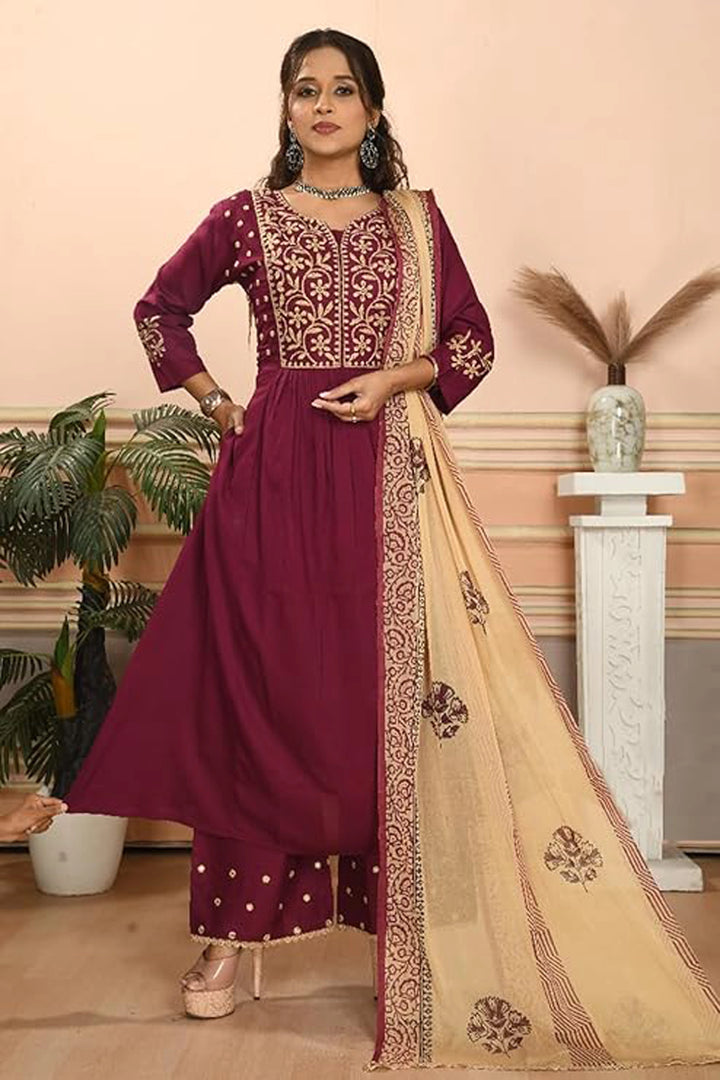 Wine Grace Anarkali Set