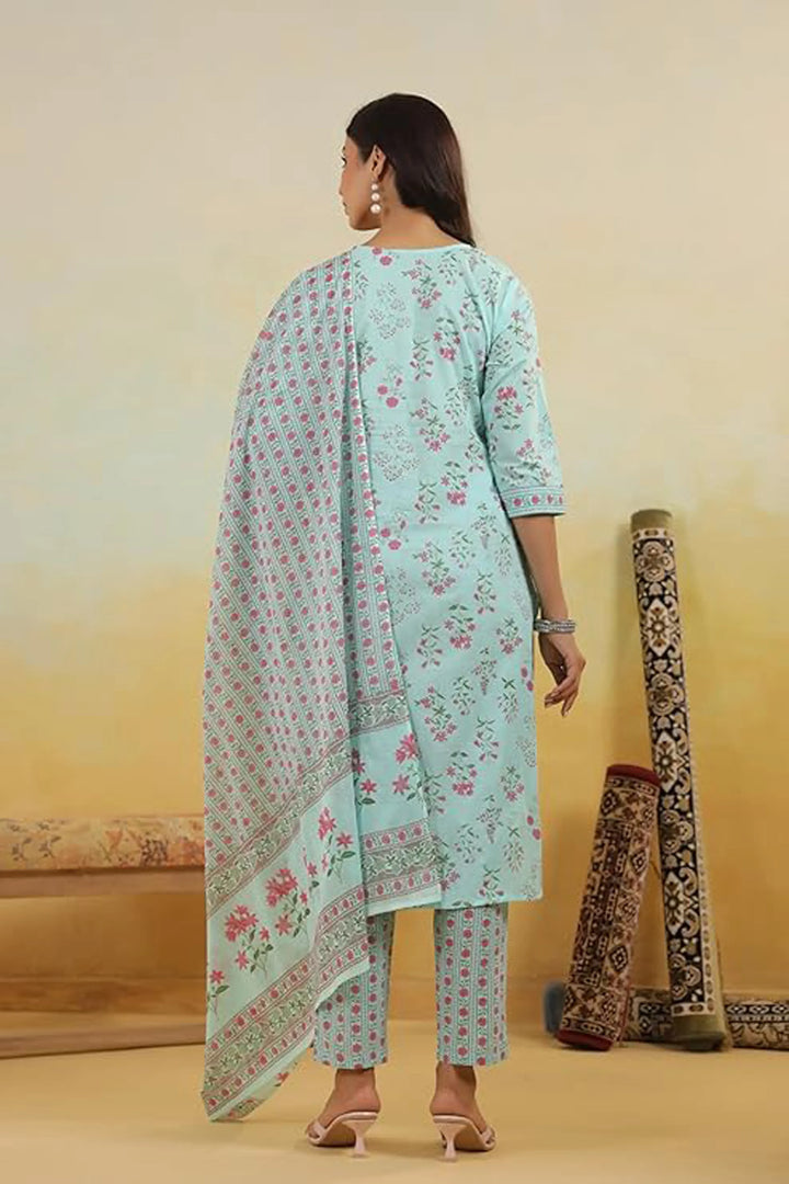 Mint Blossom Printed Kurta Set
