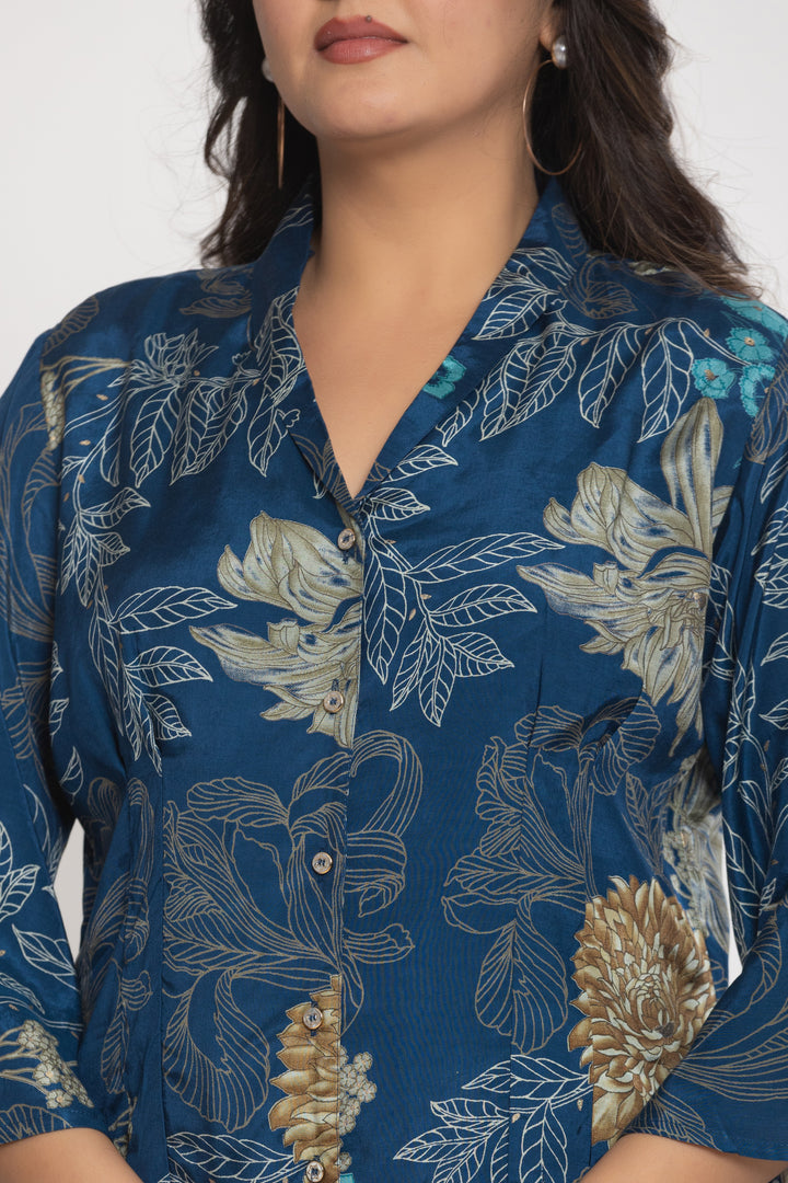 Silk Blue Fashionable Co-Ord Set