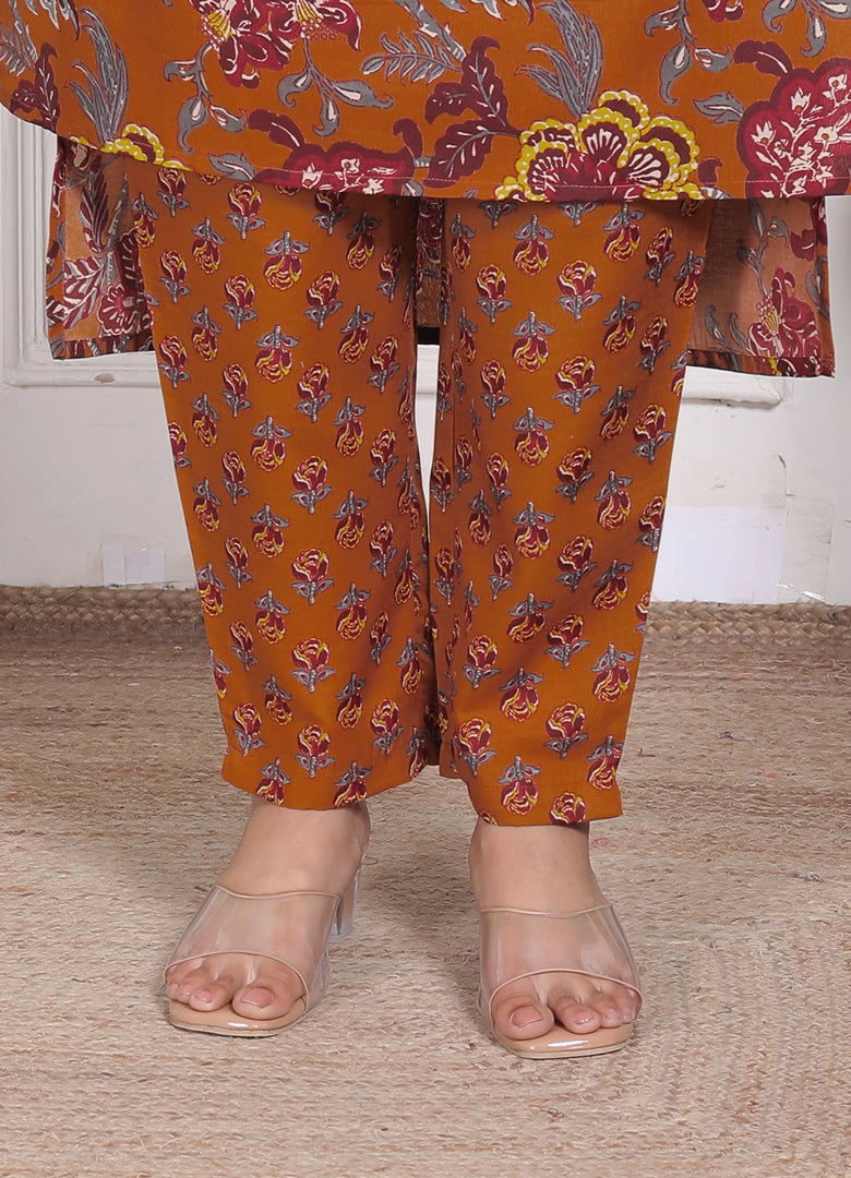Amber Bloom Cotton Straight Suit Set