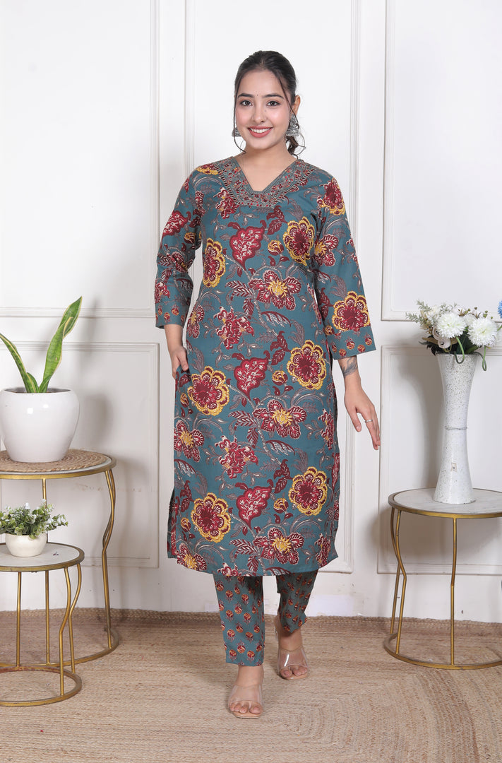 Forest Bloom Cotton Suit Set