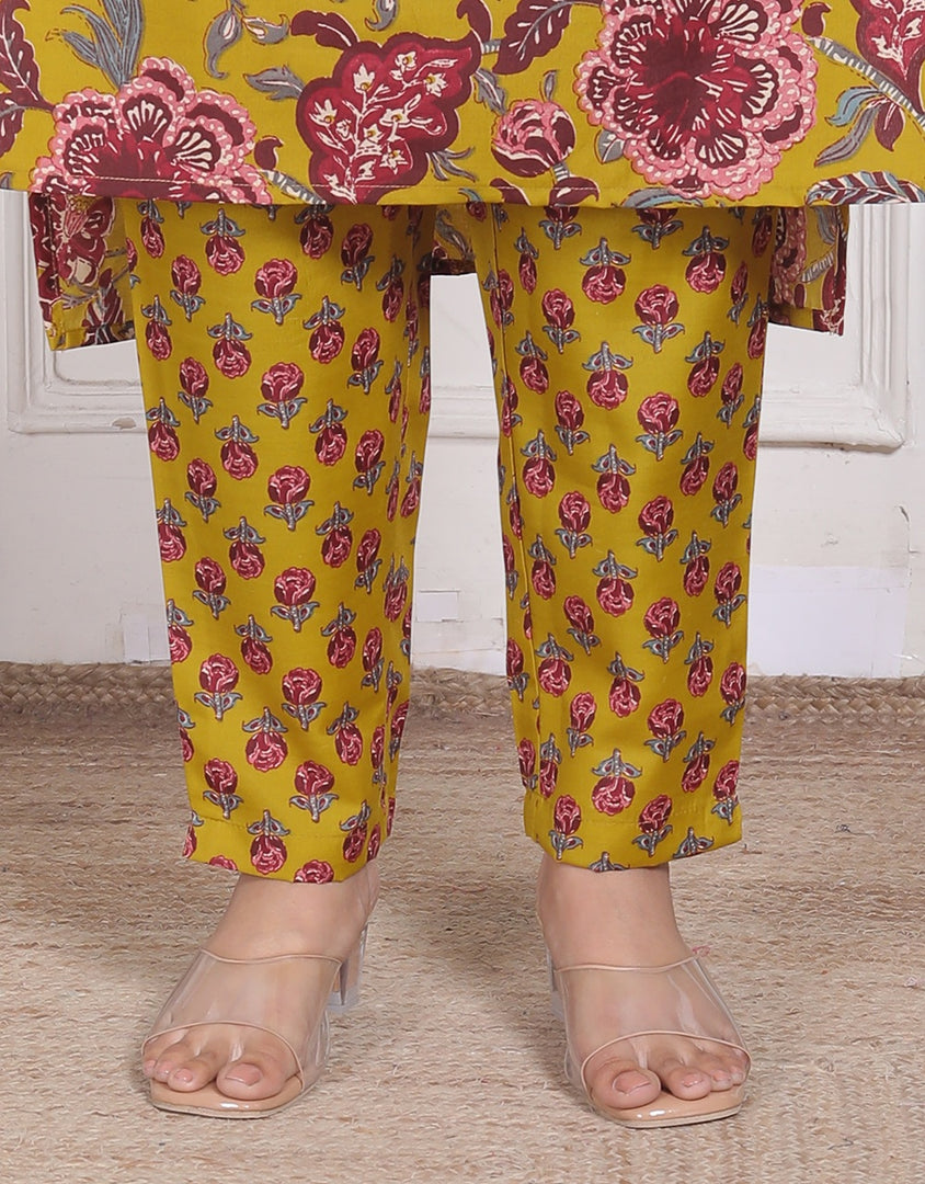 Sunlit Gulmohar Cotton Straight Suit Set