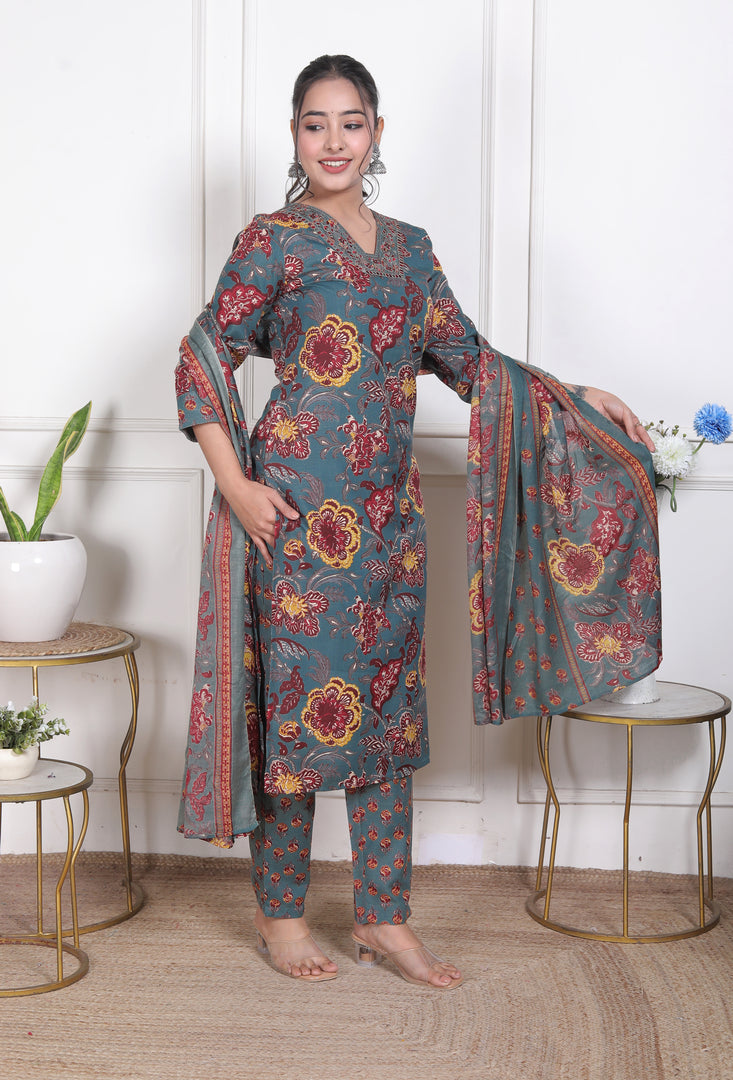 Forest Bloom Cotton Suit Set